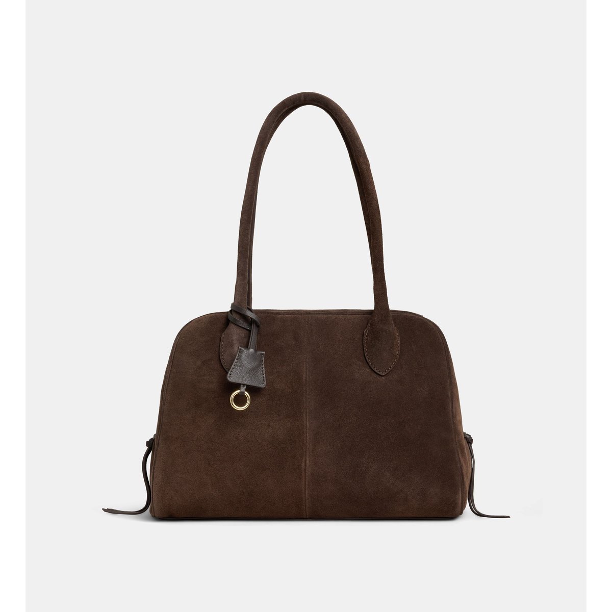 Sac à main frida grandes anses cuir suédé marron chocolat, GALERIES LAFAYETTE