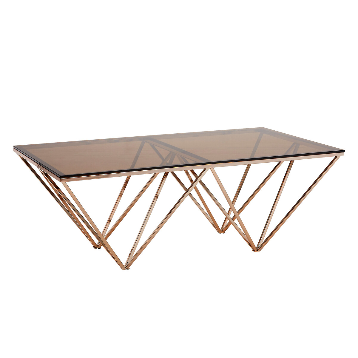 Amber Smoked Glass Coffee table with Champagne Metal Legs gold-coloured, SO'HOME