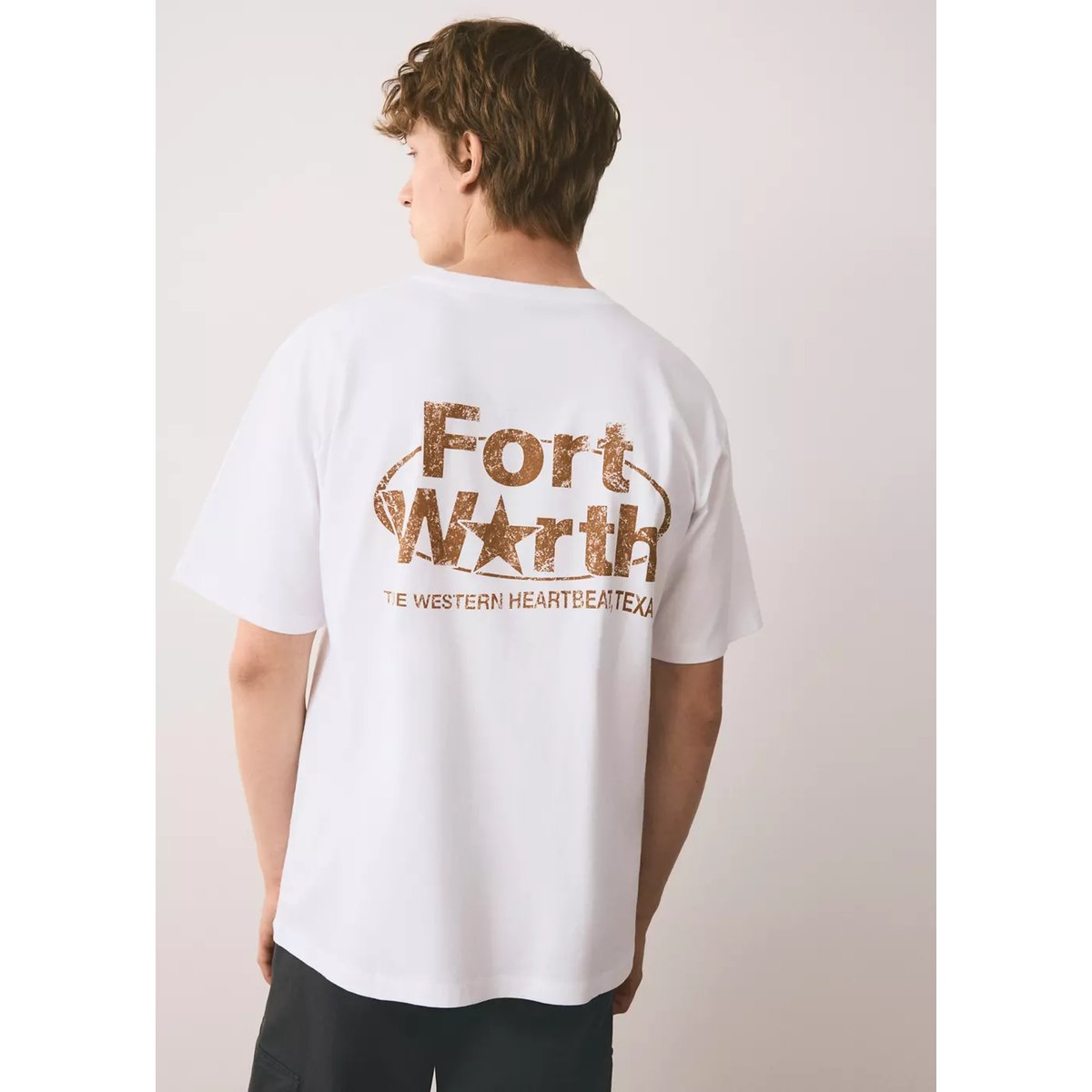 T-shirt 100% coton brodé blanc cassé, MANGO TEEN