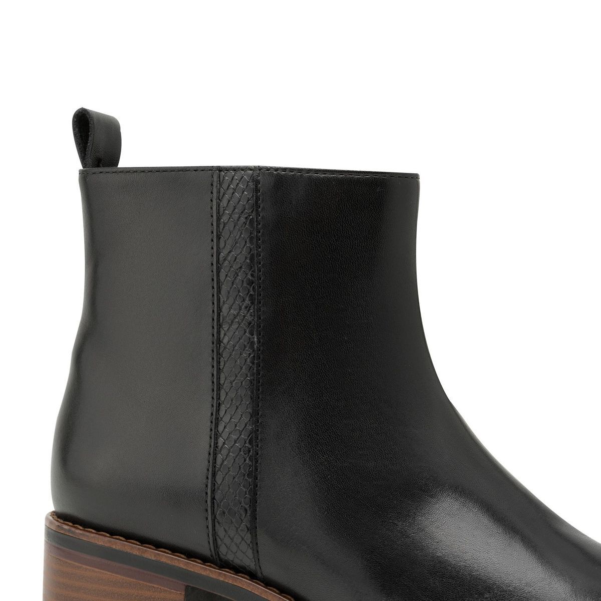 Bottine en cuir noir combiné, MARCO TOZZI