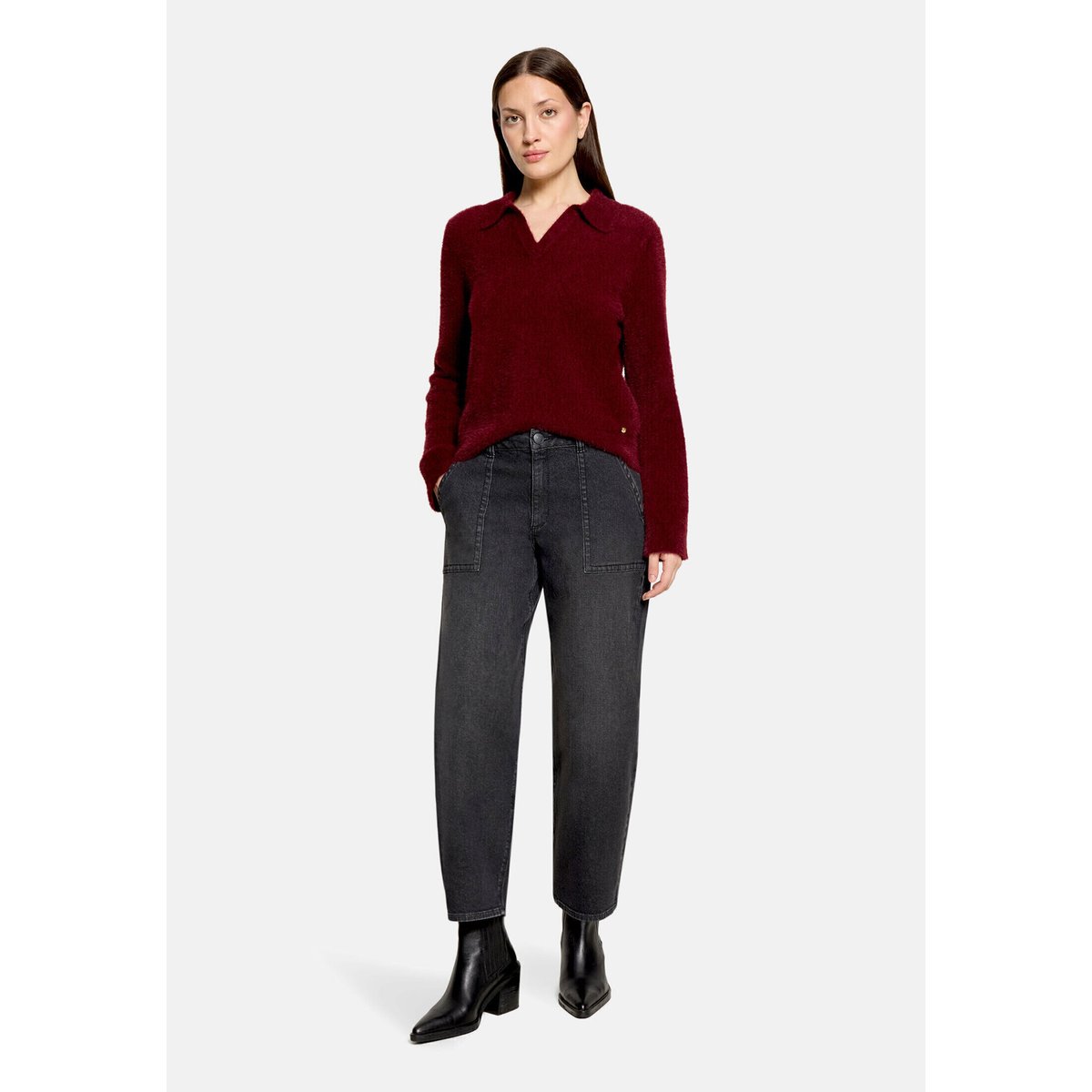 Pull-over en maille à col fall burgundy, BETTY & CO