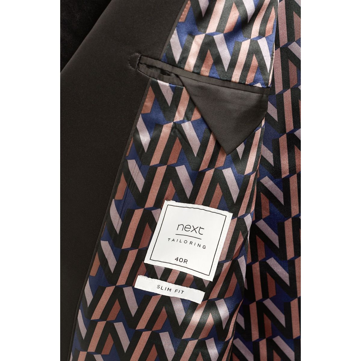 Blazer slim en velours noir, NEXT