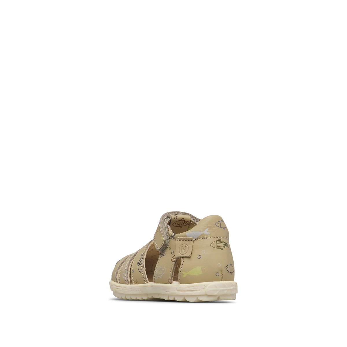 Sandales semi-ouvertes en cuir avec imprimé de petits poissons SEE beige-, NATURINO