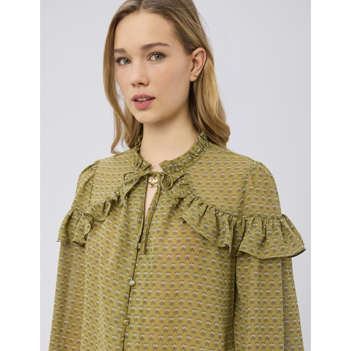 Blouse en voile imprimée multicolore, BZB