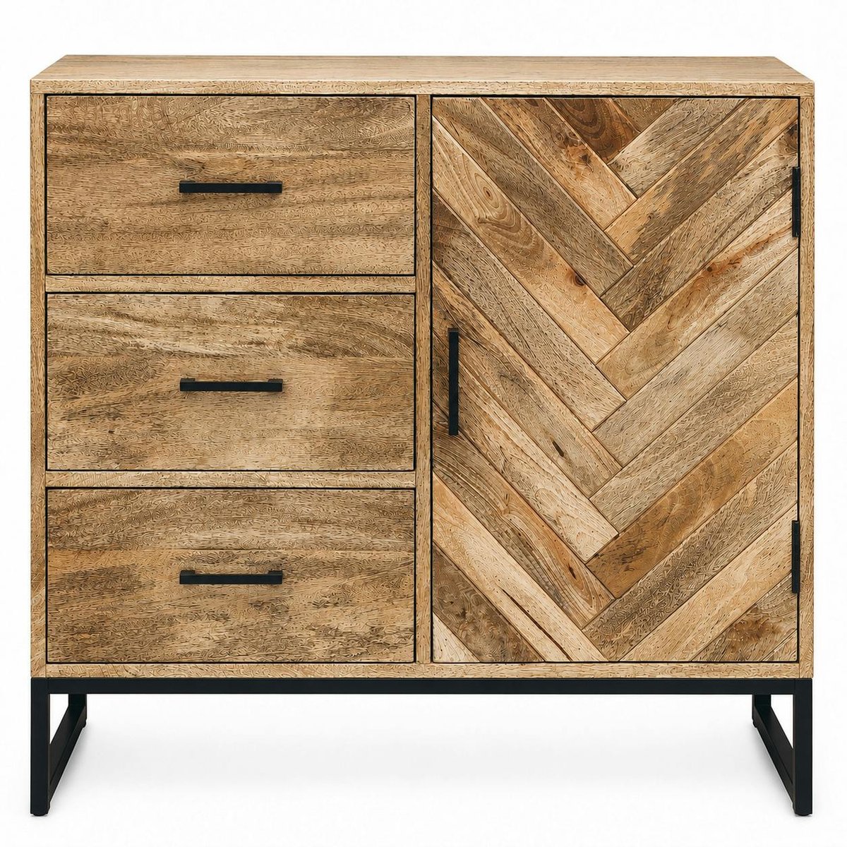 Petit buffet bois de manguier 1 porte 3 tiroirs BRIX bois naturel, PIER IMPORT
