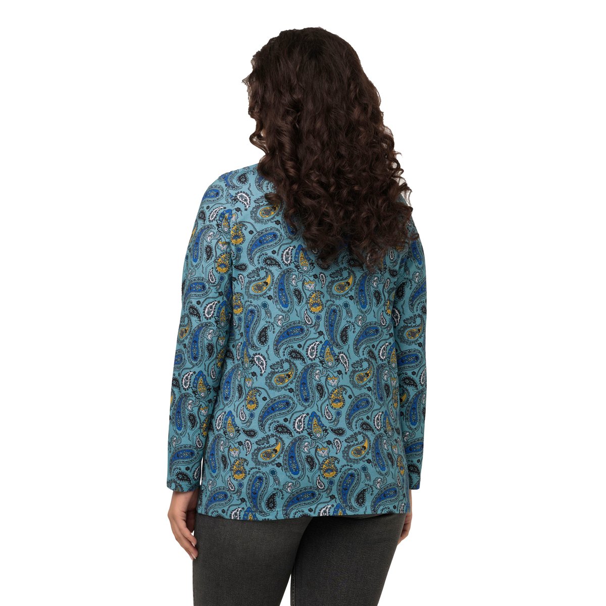 T-shirt motif cachemire à col en glace bleue, ULLA POPKEN