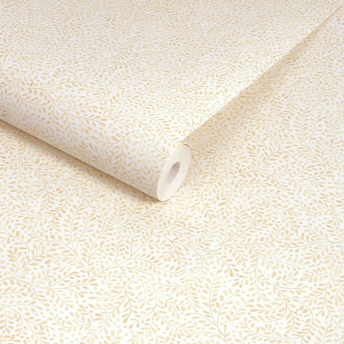 Papier peint floraison claire jaune clair, écru, JOULES