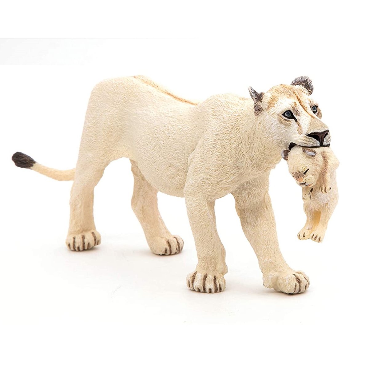 Figurine Lionne blanche avec son bébé lionceau blanc, PAPO