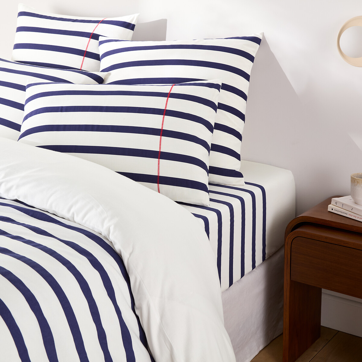 Housse de couette pur coton, Malo blanc/marine, LA REDOUTE INTERIEURS