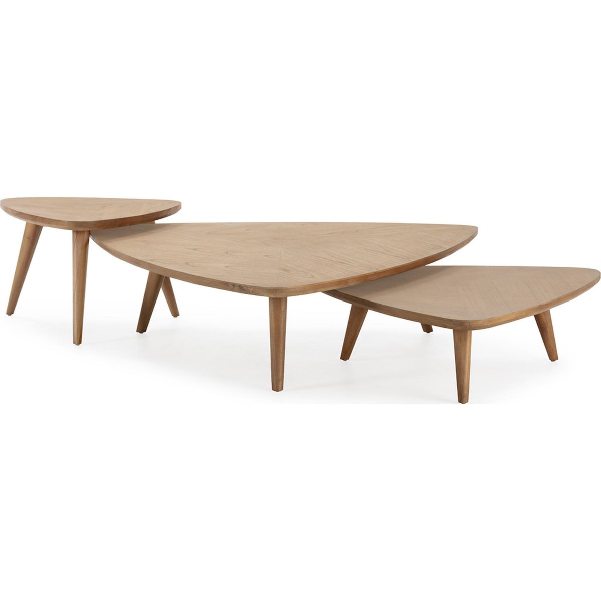 Table basse triangulaire en bois de cèdre bois clair naturel, RECOLLECTION