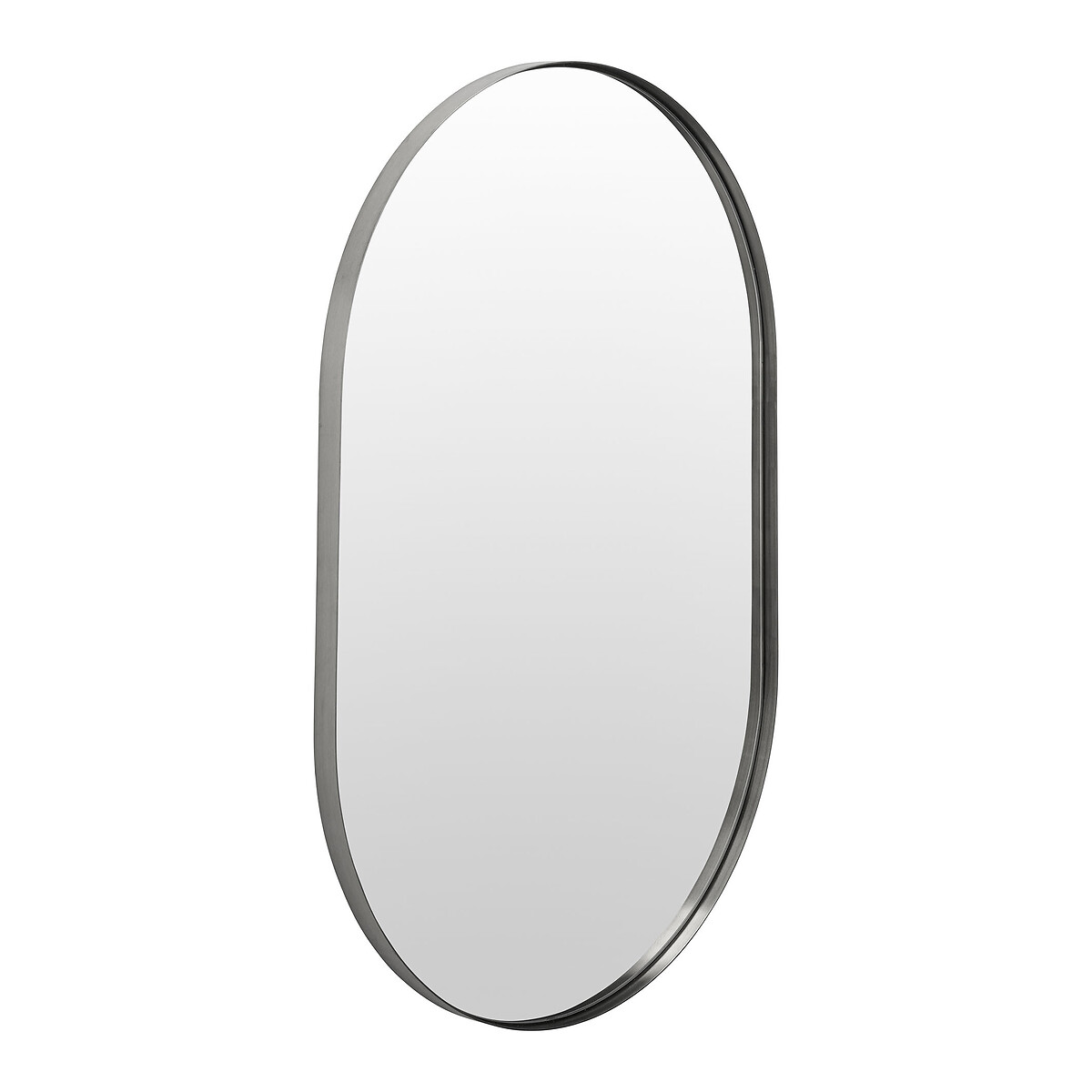 90cm Brushed Silver Metal Slim Frame Oval Wall Mirror silver-coloured, SO'HOME