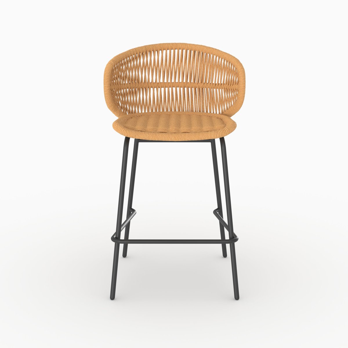 Lot de 2 chaises pour îlot central de jardin 65 cm en rotin synthétique - LARA marron clair, MAISON PAVANE