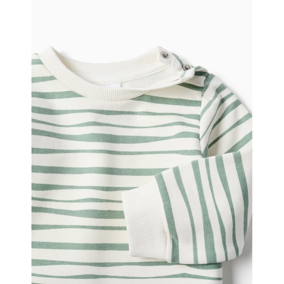 Sweat en coton peigné à rayures blanc, ZIPPY