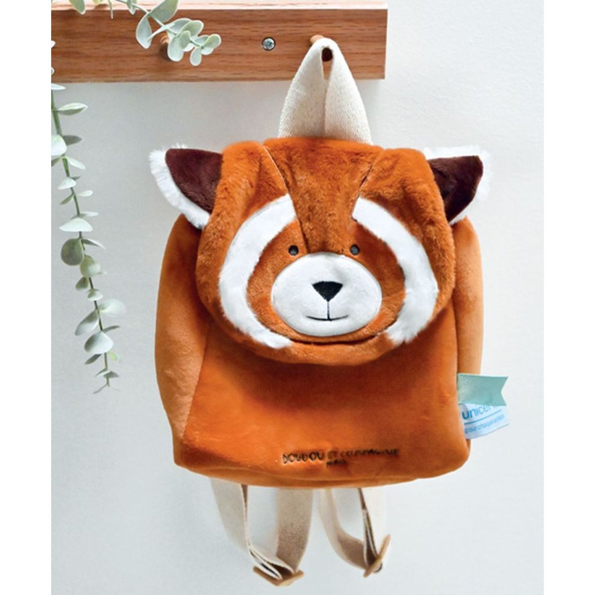 Sac à dos bébé marron, blanc, noir, DOUDOU ET COMPAGNIE