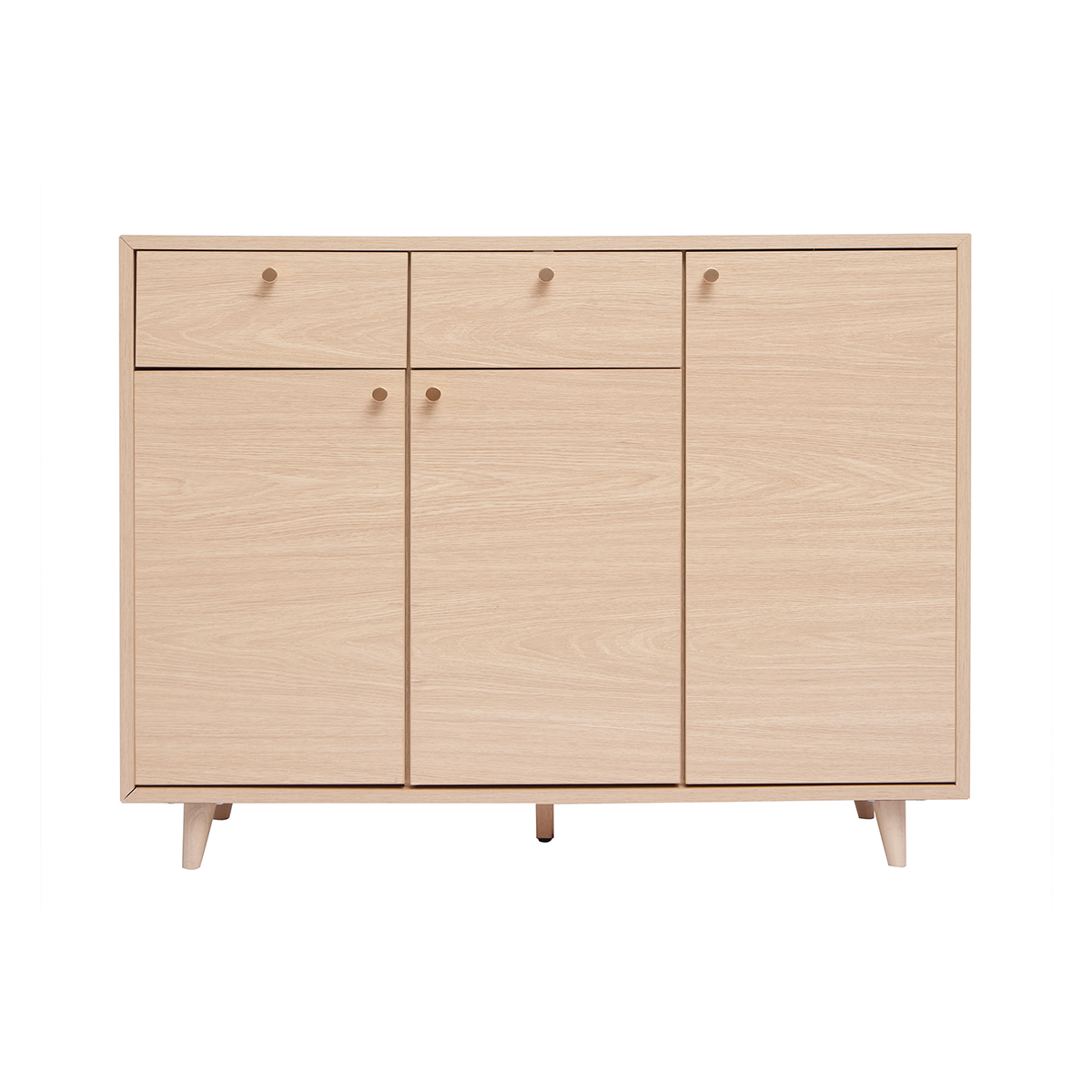 Meuble d'entrée - meuble de rangements à chaussures finition bois clair chêne et métal doré L110 cm SILVESTRE chêne clair, MILIBOO