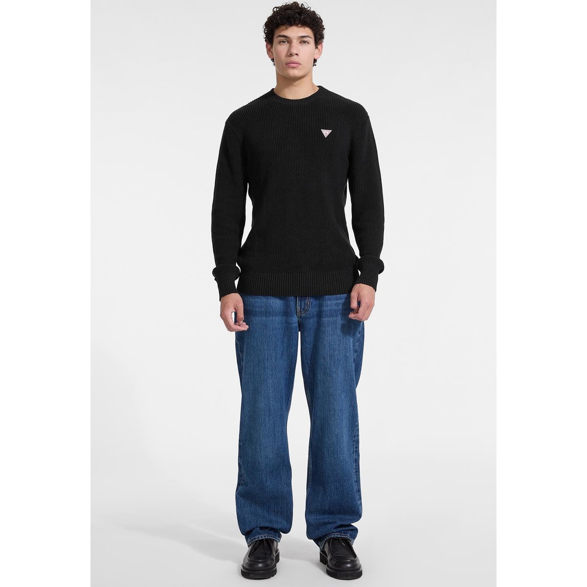 Pull Mini Logo Triangulaire noir, GUESS