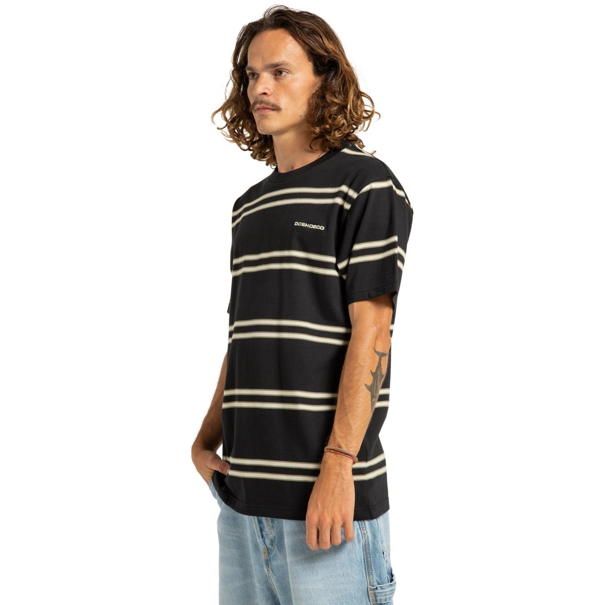 T-shirt à manches courtes PORTSIDE STRIPE. black portside stripe, DC SHOES