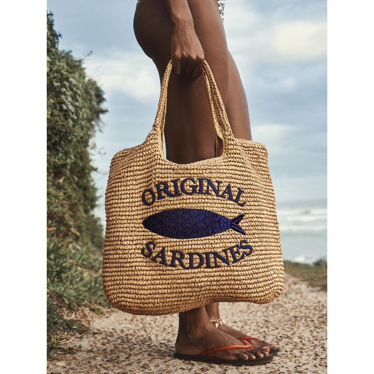 Sac porté épaule aspect raphia sardine naturel, NEXT