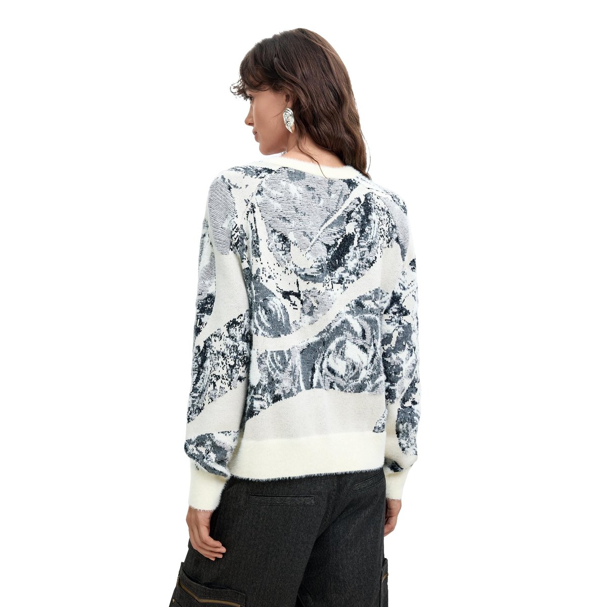 Pull jacquard M. C. Lacroix blanc, DESIGUAL