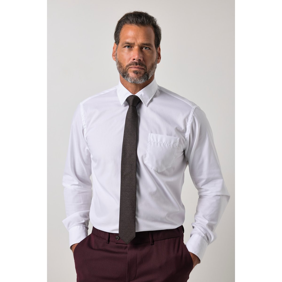 Cravate en soie ultra-longue, largeur 6 cm marron foncé, JP1880