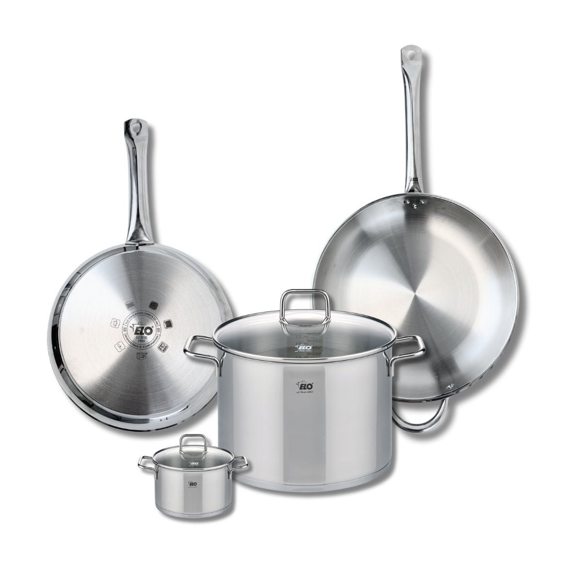 Batterie 2 poêles 28/32cm + 2 faitouts 12/26cm PROFI CITRIN inox, ELO