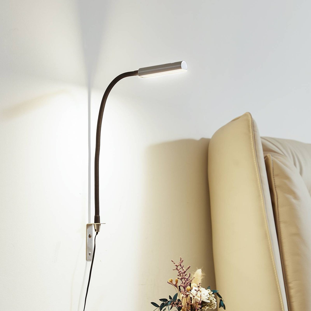Applique en métalLED, Flexola nickel, noir, LINDBY