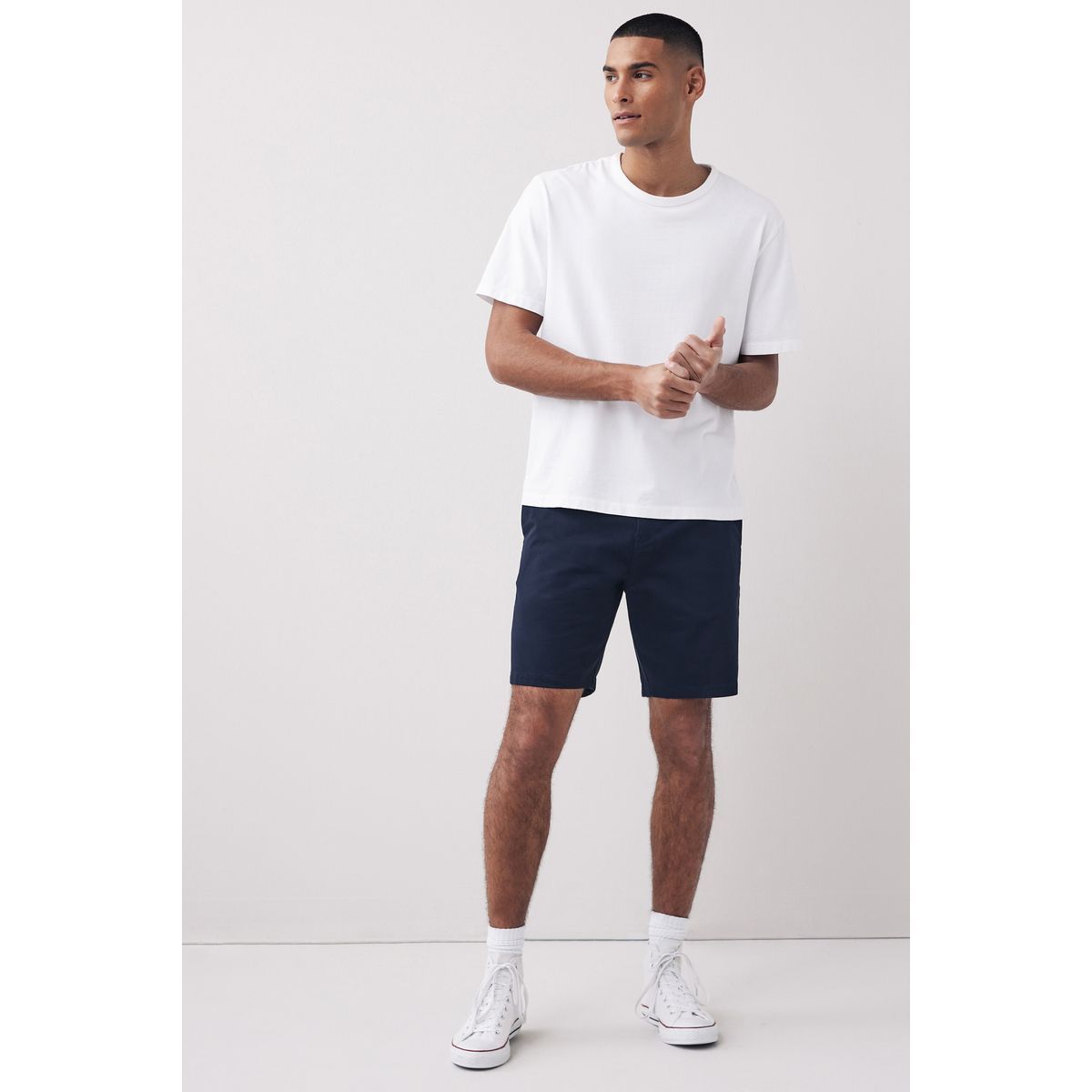 Short Chino Droit Stretch bleu/gris, NEXT