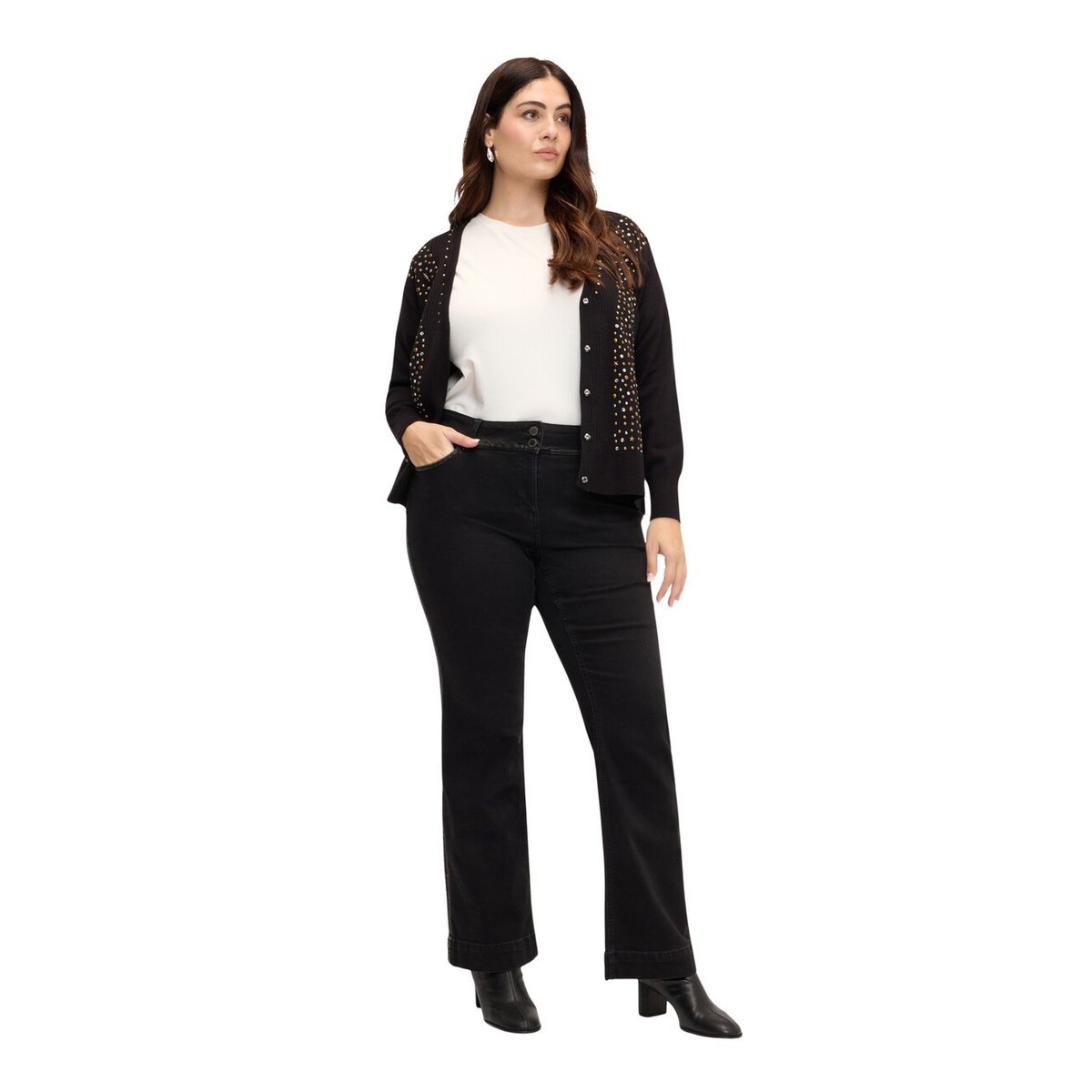 Jean bootcut délavage rinse foncé noir, FIORELLA RUBINO