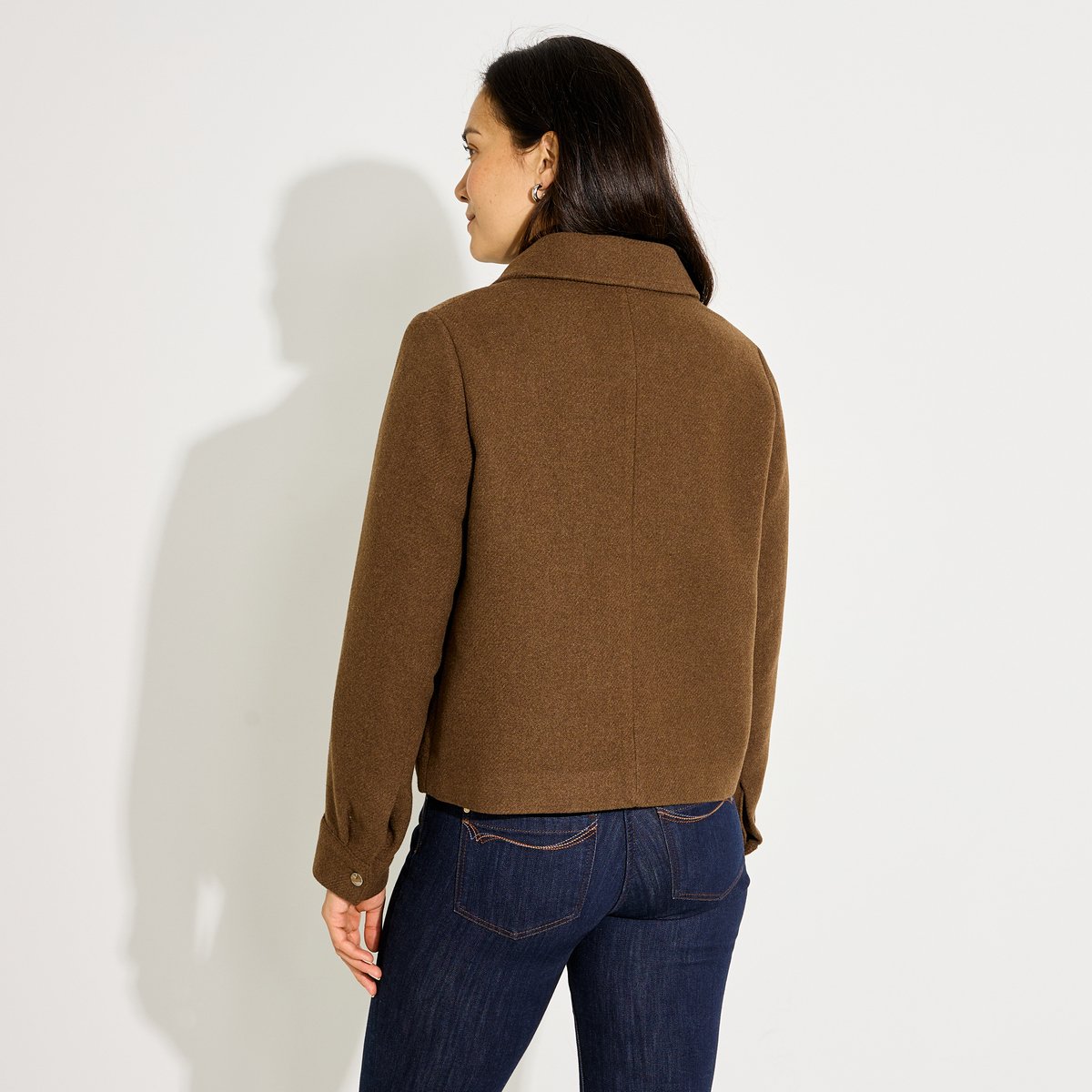 Manteau court zippé marron, GRAIN DE MALICE