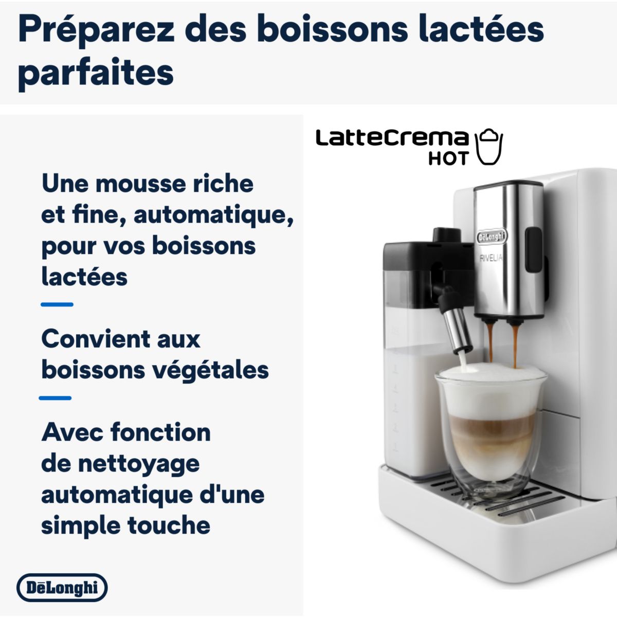 Expresso Broyeur FEB4455.W Rivelia Latte Blanche couleur unique, DELONGHI