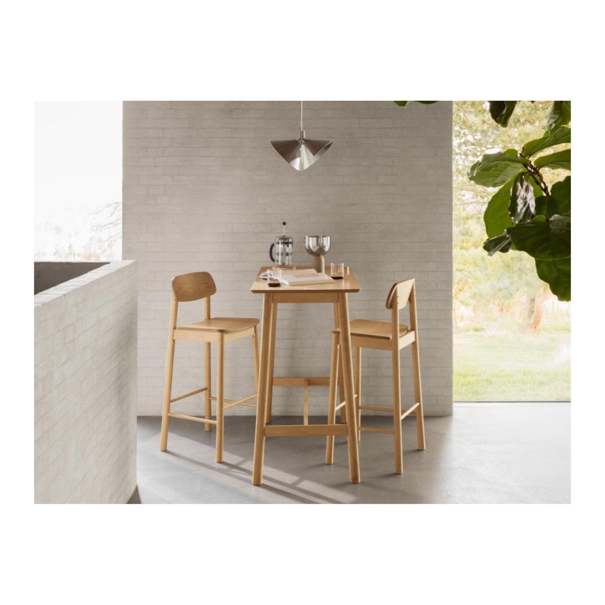 Tabourets de bar avec dossier en bois naturel (lot de 2) - IZIA bois clair, HELLIN, DEPUIS 1862