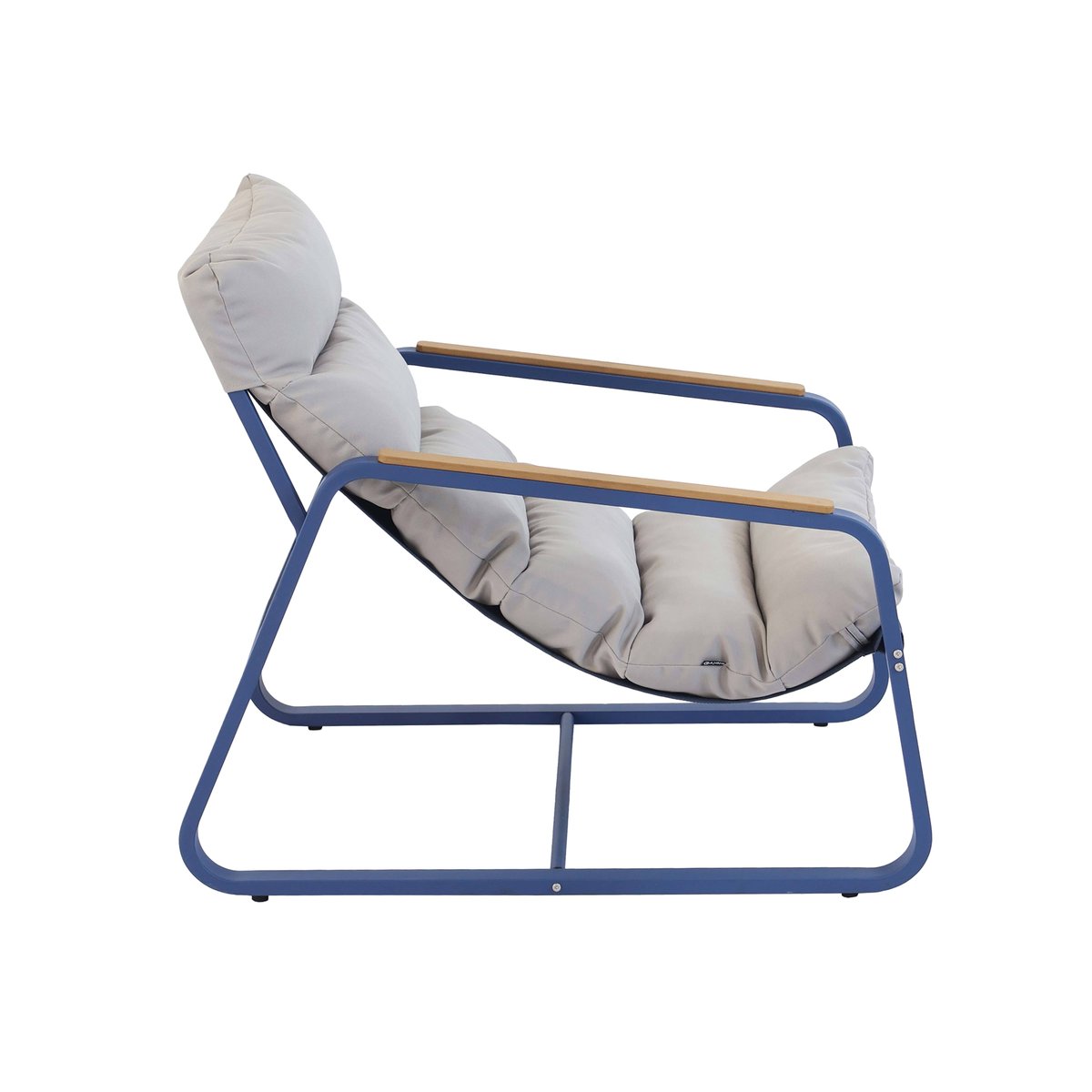 Fauteuil relax en acier et polyester avec repose-pieds bleu pacific, OVIALA
