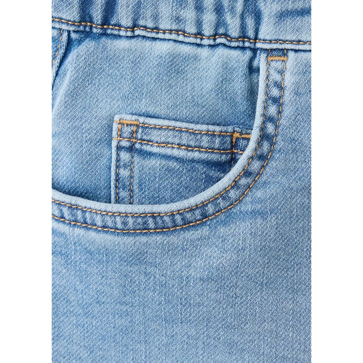 Bermuda en denim à taille élastique bleu moyen, MANGO KIDS