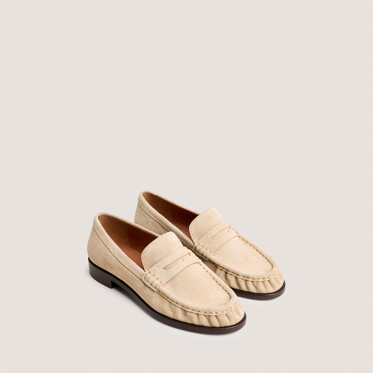 Mocassins em pele croute, DÉLICE areia, JONAK