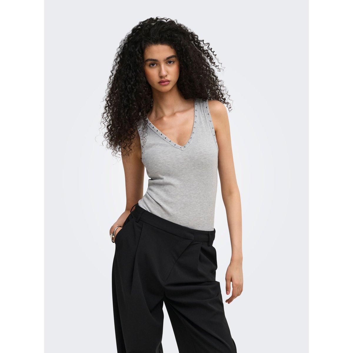 Top grise - light grey melange, ONLY