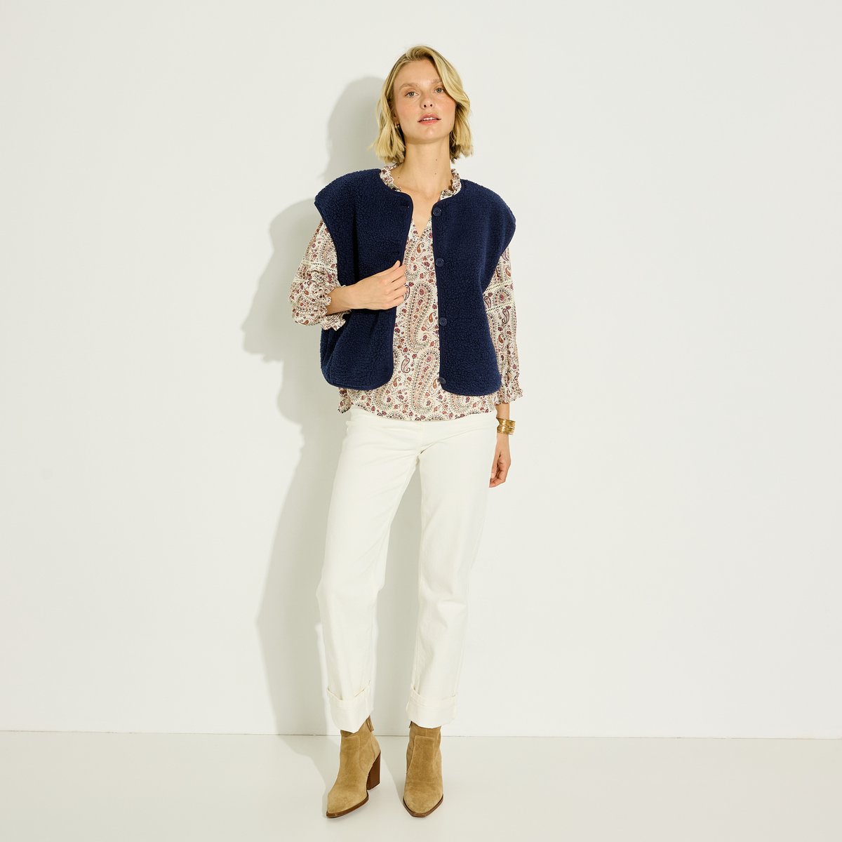 Gilet sans manches bleu marine, GRAIN DE MALICE