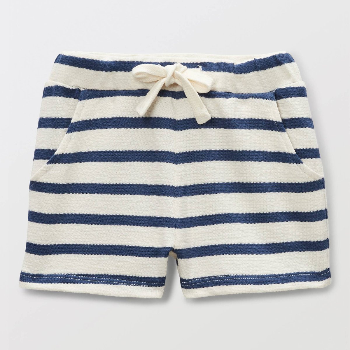 Short en jersey rayé en coton BIO GOTS porcelaine, BOUT'CHOU