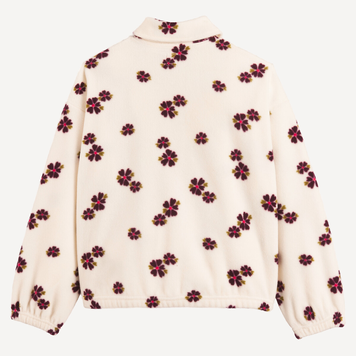 Veste zippée en polaire, imprimé floral imprimé écru, LA REDOUTE COLLECTIONS