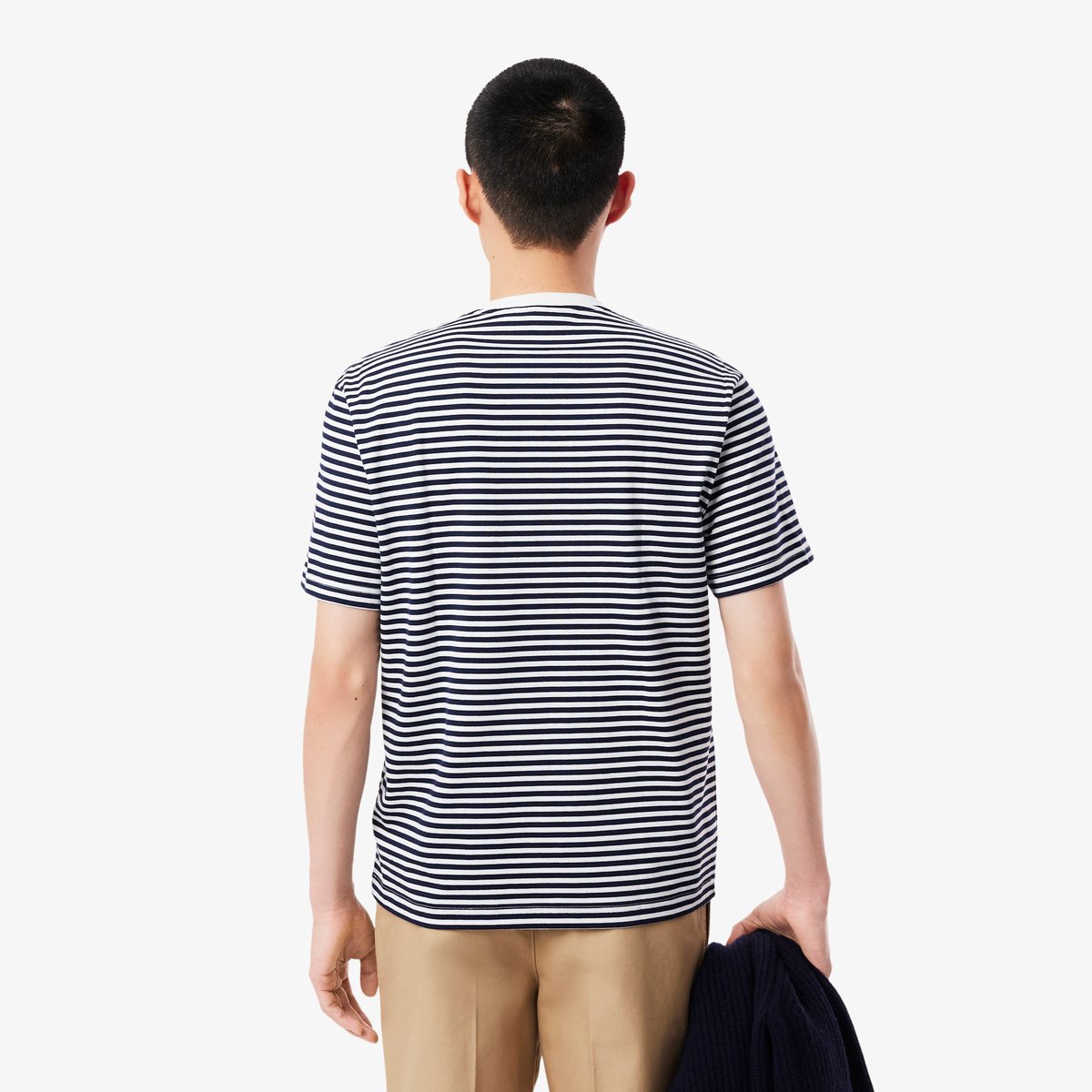 T-shirt coton épais rayé blanc-522, LACOSTE