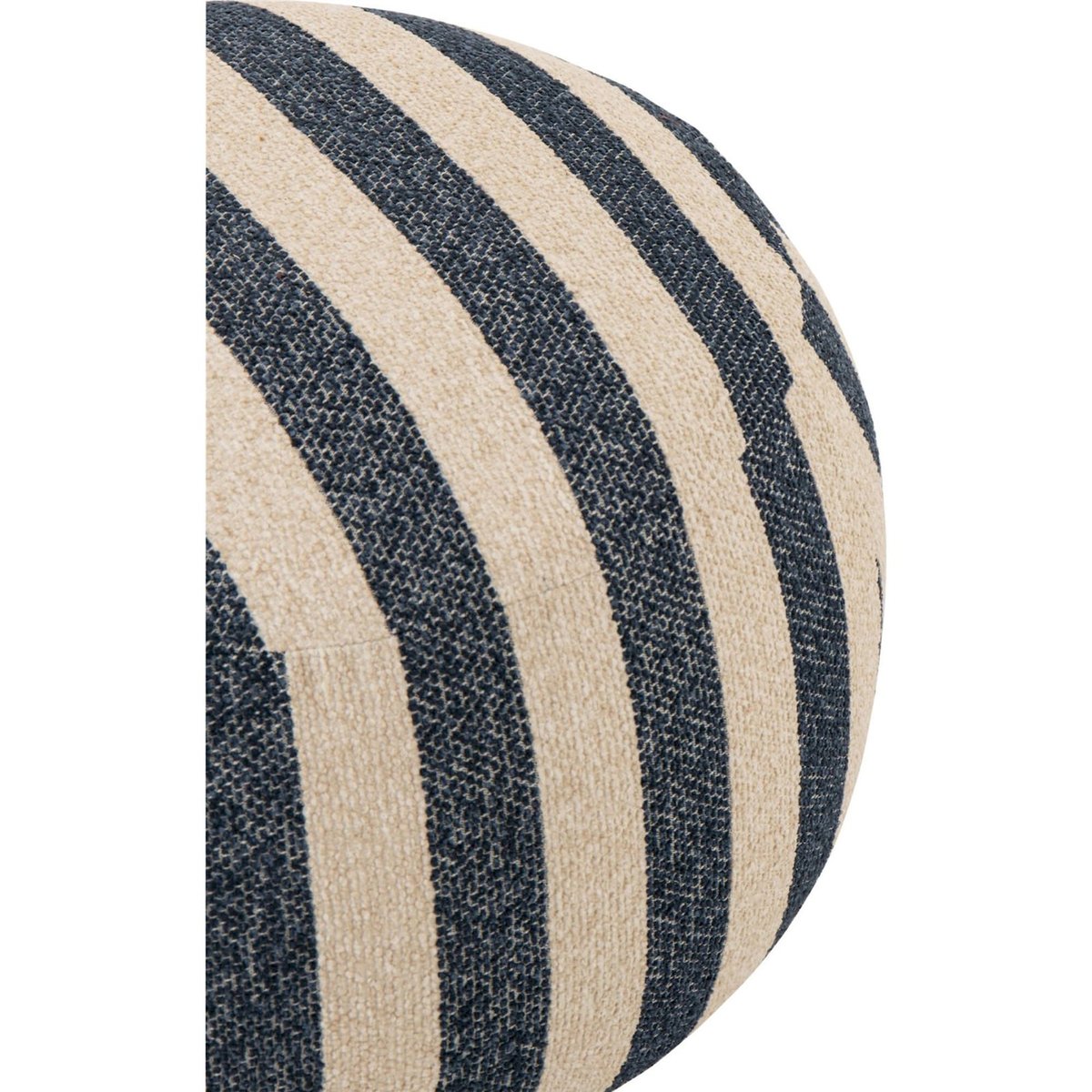Pouf rond rayé en tissu bleu et blanc cassé, RECOLLECTION