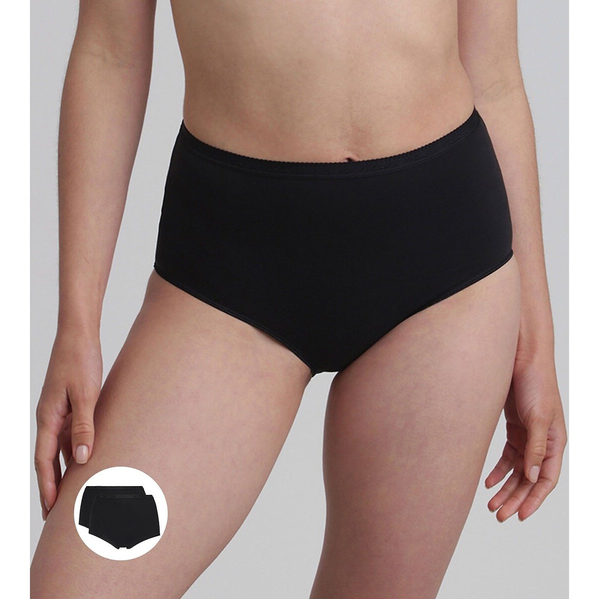 Confezione da 2 culotte maxi in cotone bio nero , PLAYTEX