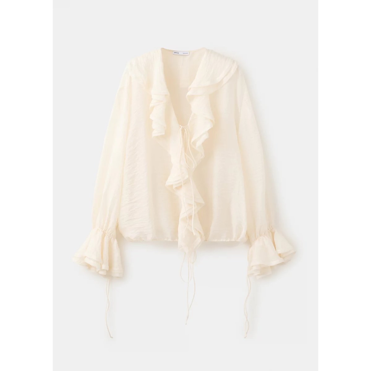 Blouse Lyocell volants écru, MANGO
