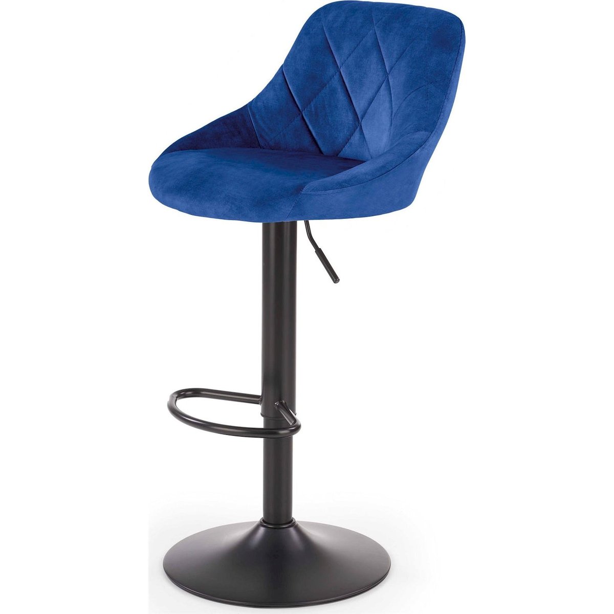 Tabouret de bar réglable en velours matelassé gris cendré velours, RECOLLECTION