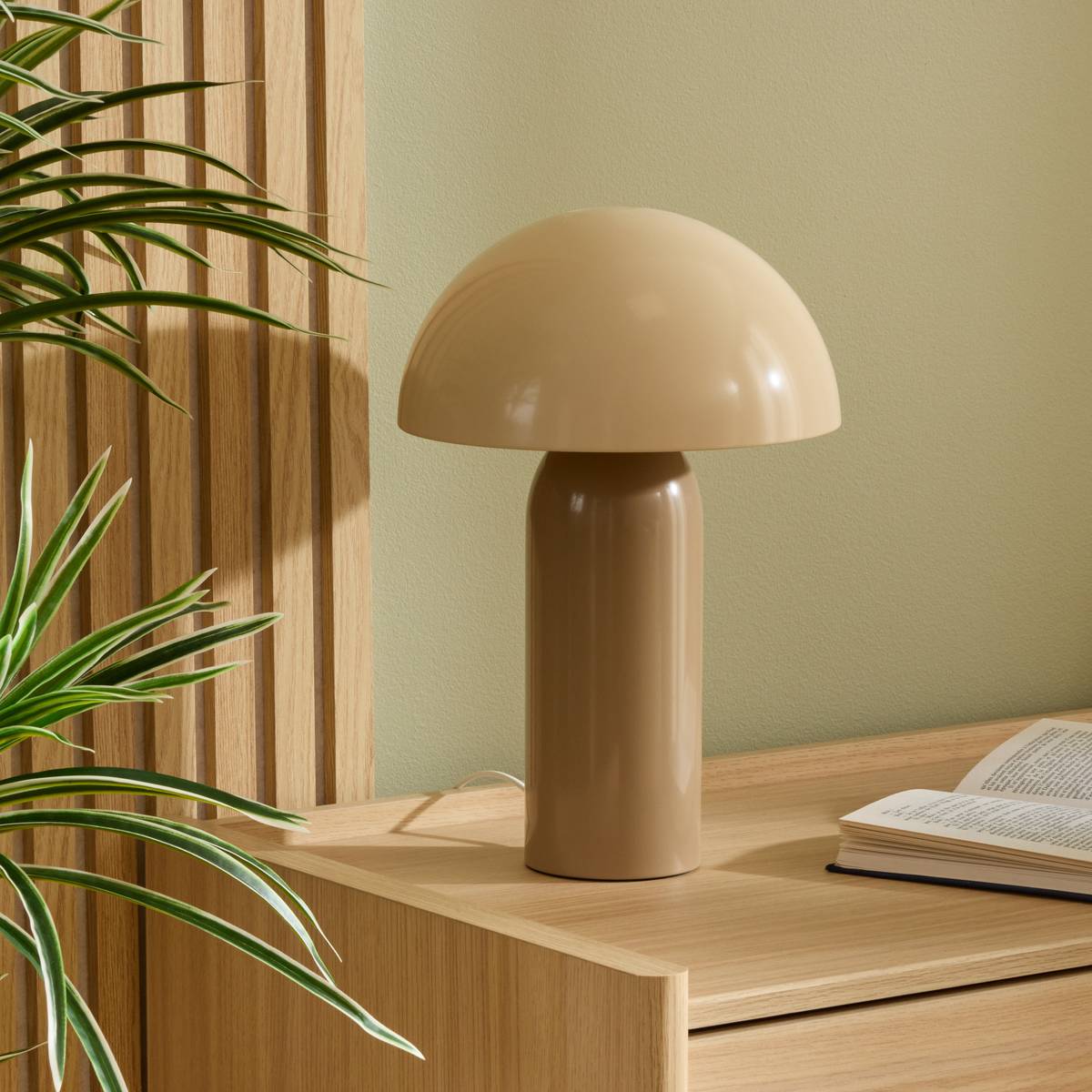 Lampe champignon en acier LITO beige, ATMOSPHERA