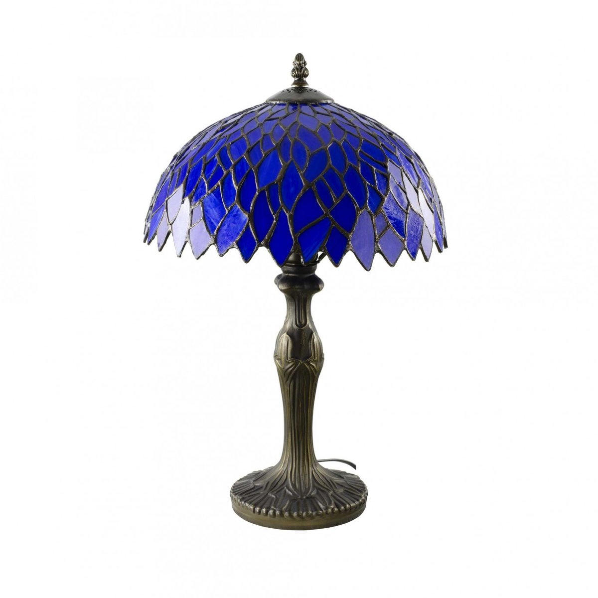 Lampe à poser moyen modèle en verre mosaïque, TIFFANY CAMILLE bleu roi, C-CREATION
