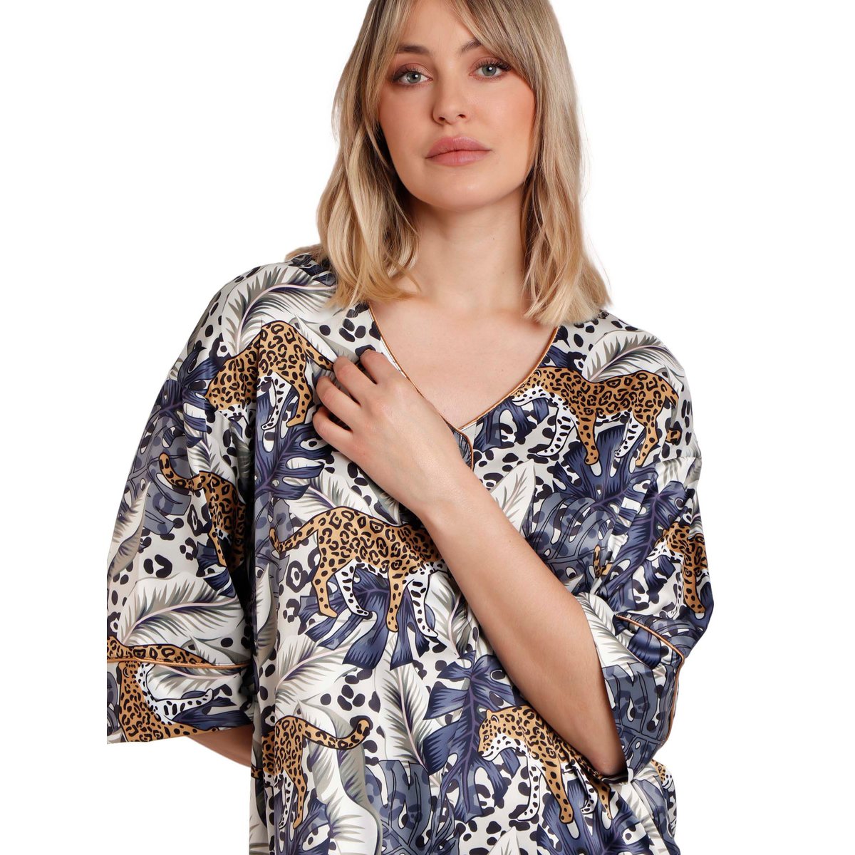 Chemise de nuit manches mi-longues Luxury Leopard leopard, ADMAS