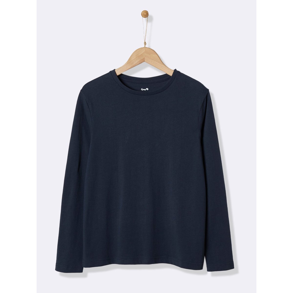 T-shirt manches longues bleu fonce uni avec, CYRILLUS