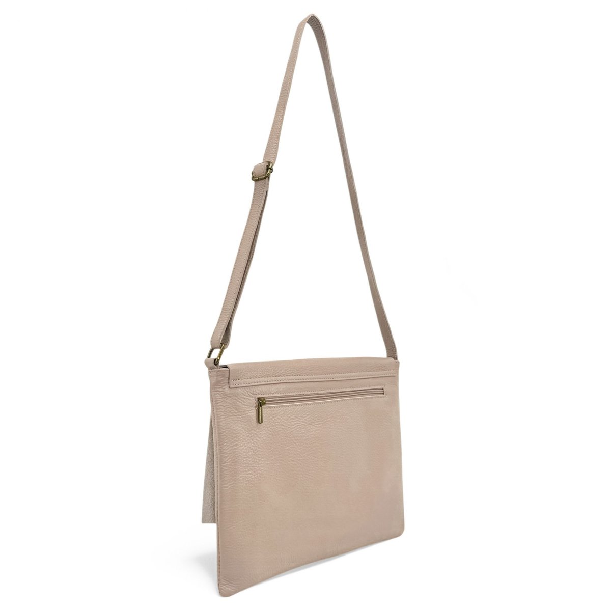 Sac bandoulière besace en cuir grainé COQUETTE rose pâle, OH MY BAG