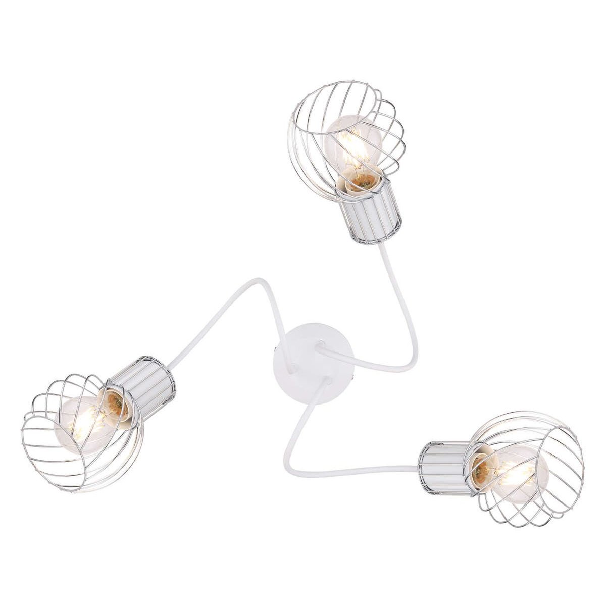 Plafonnier rond 3 lampes en métal design contemporain LUISE blanc, GLOBO LIGHTING