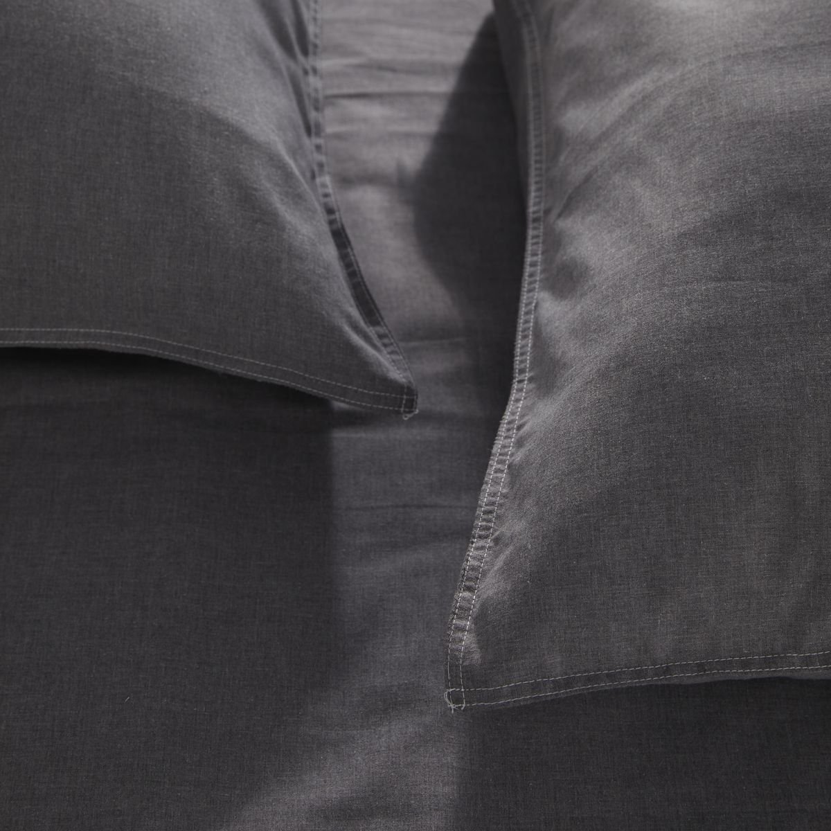 Parure de lit coton uni CHARME gris anthracite, TODAY